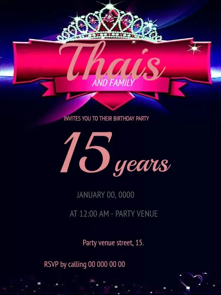 Invitation 15 Years With RSVP Party Invitation – Sweet 15 theme floral, pink, delicate, spring, modern