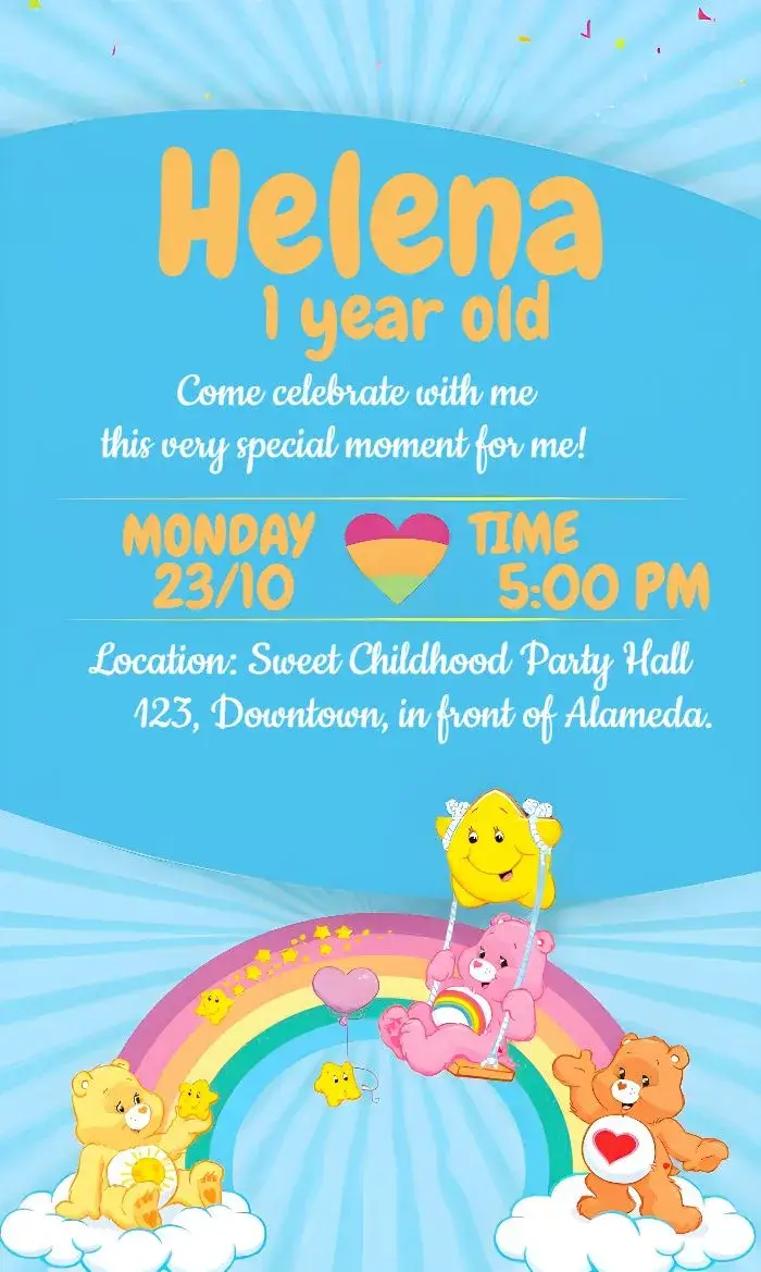 Care Bears Clouds invitation