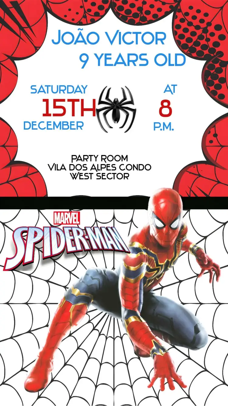 Invite Spider-Man editable and customizable