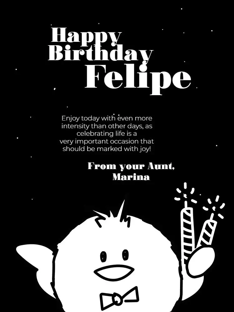 Black Celebration Happy Birthday Message Card