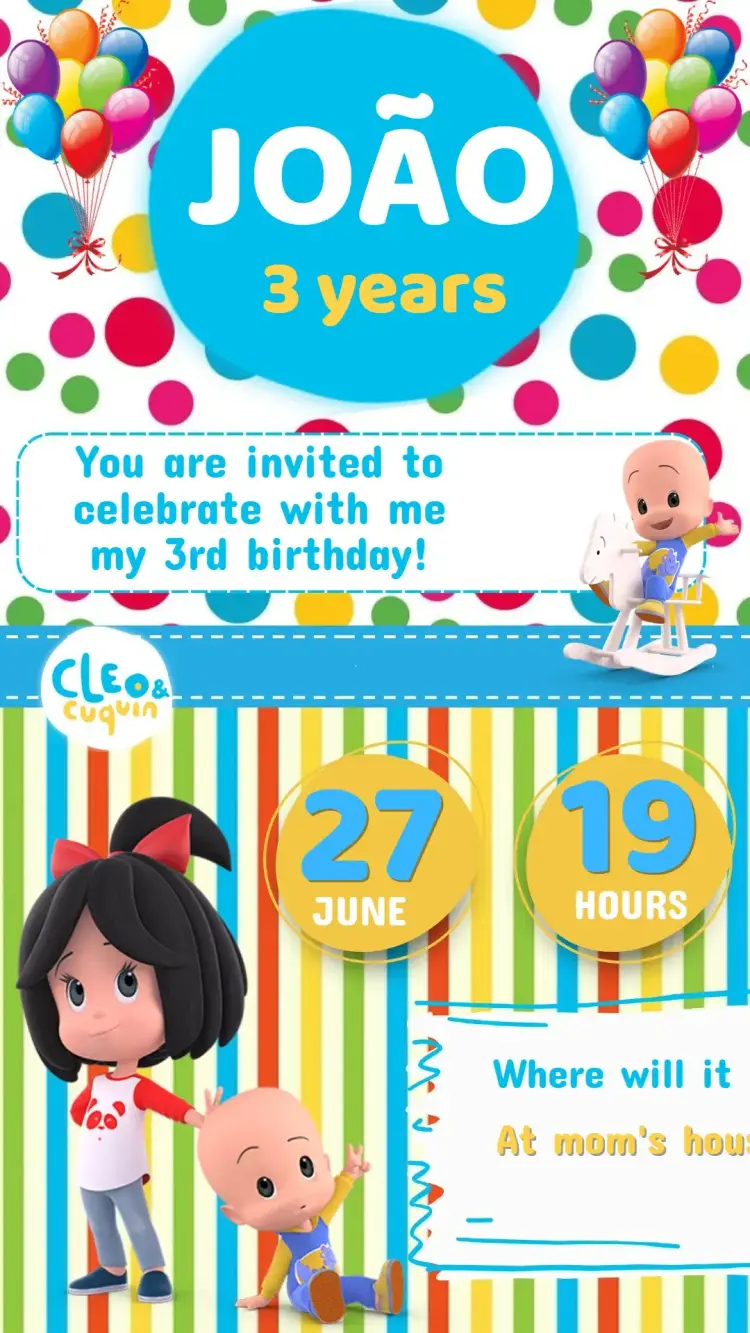 Clé and Cuquin Invitation - Editable Children's Party