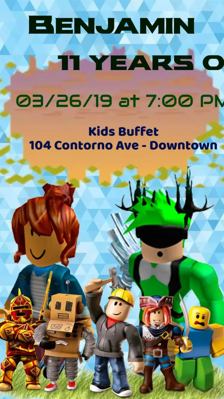 Invitation Roblox – Kids' Birthday Party theme colorful, modern, games, fun, playful