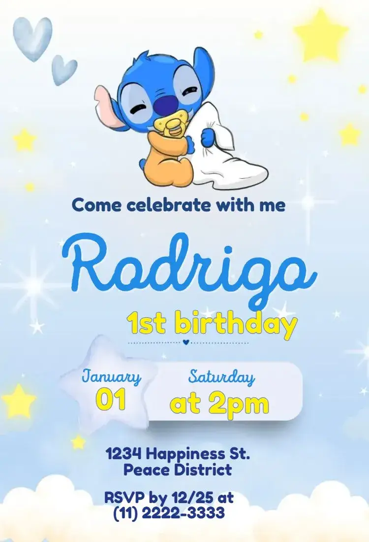 Stitch Baby invitation