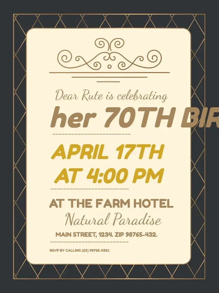 Delicate Elegant 70 Years invitation