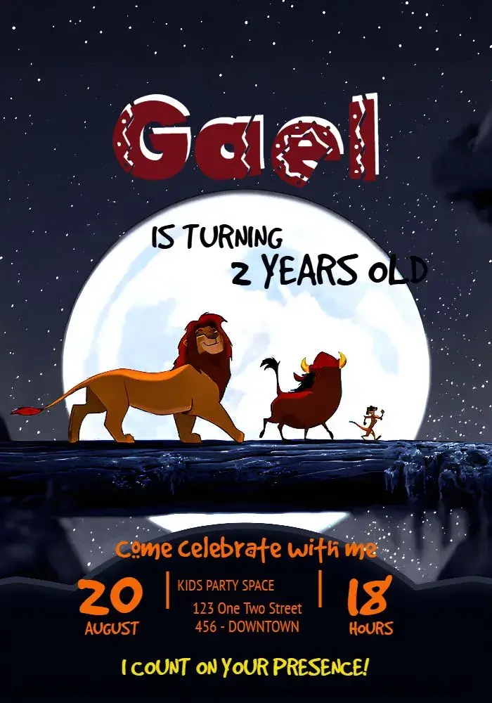 The Lion King Jungle invitation