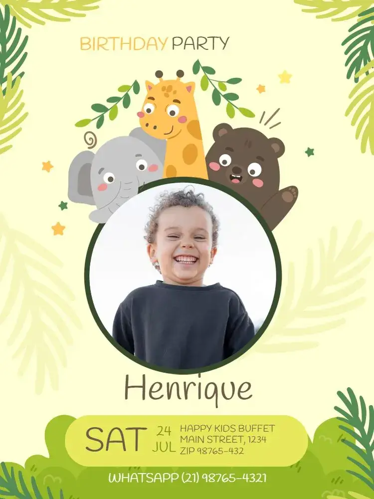 Zoo With Playful Green Photo invitation