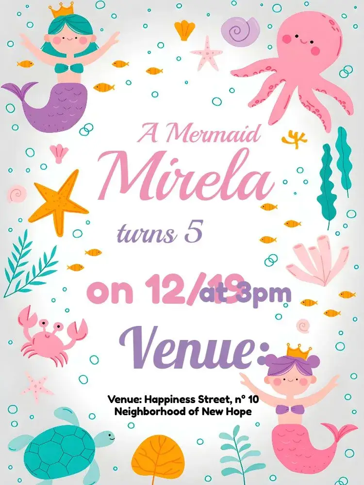 White Mermaid invitation