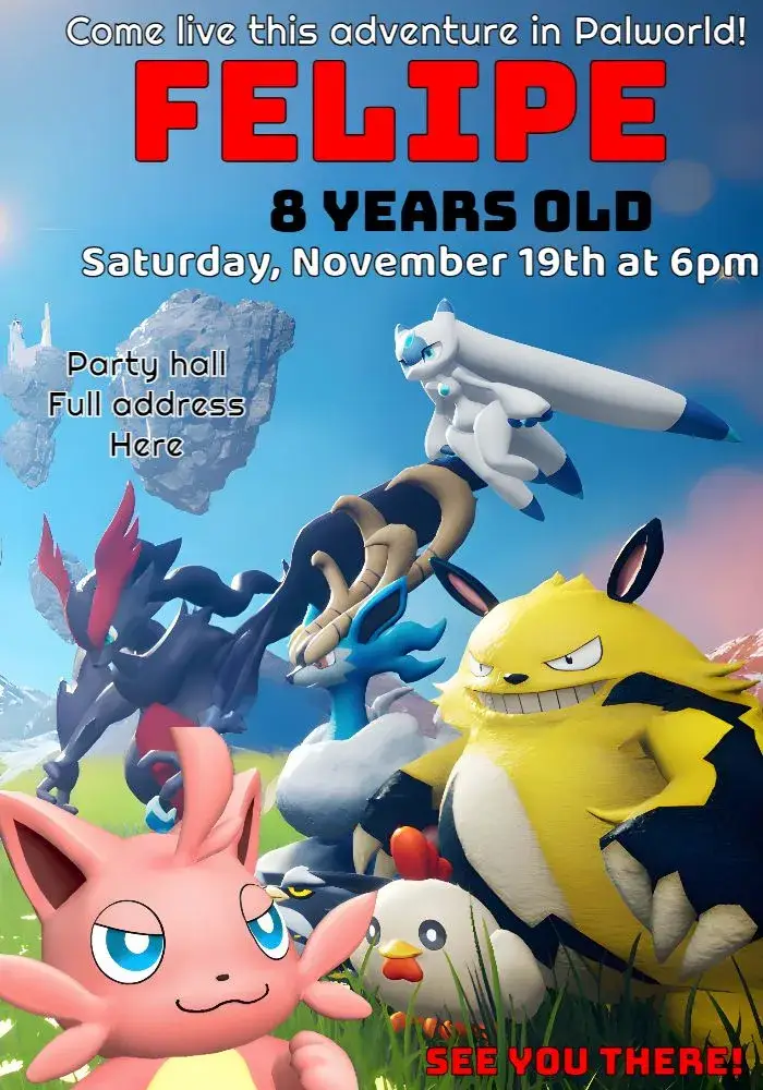Palworld Kids invitation