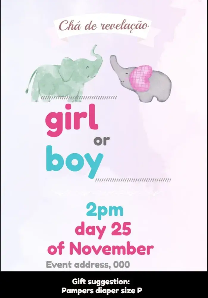Baby Shower Elephant Balloons Gender Reveal invitation