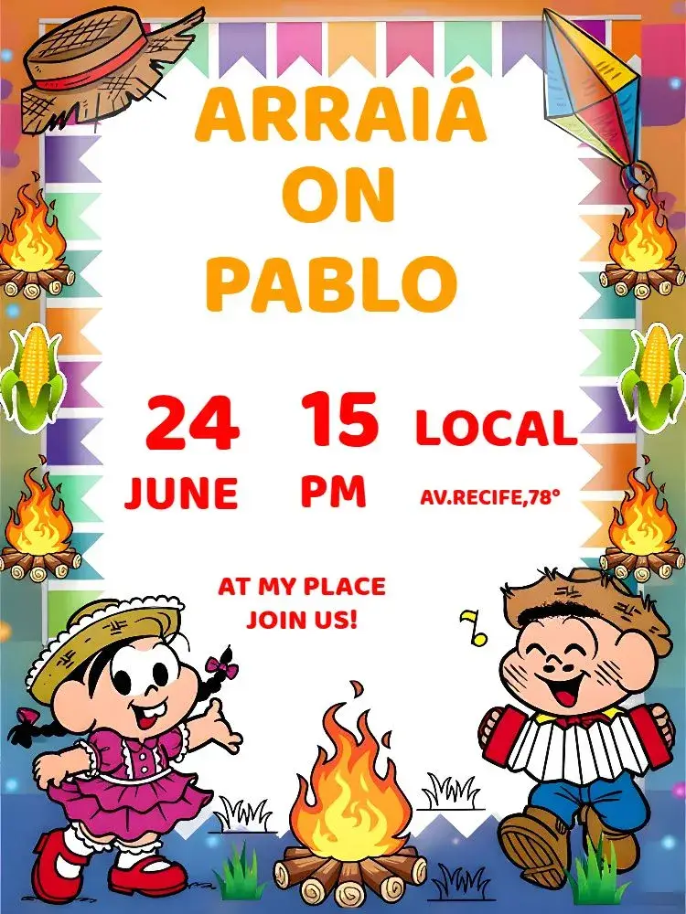 Monica's Gang Arraiá Party invitation