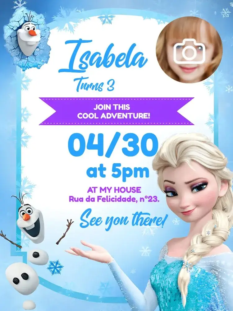 Frozen With Girl's Photo invitation