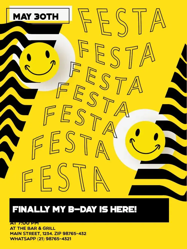 Funny For Whatsapp Yellow Smile invitation