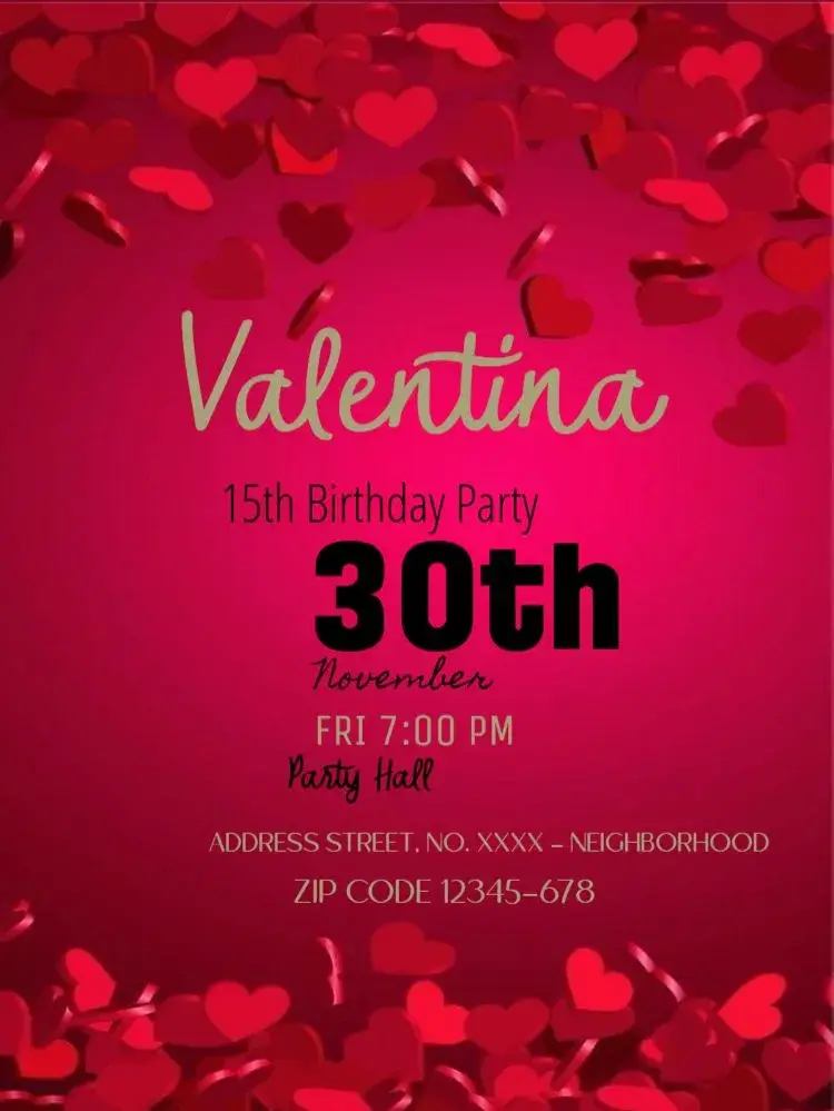 Red Hearts To Edit Celebration invitation