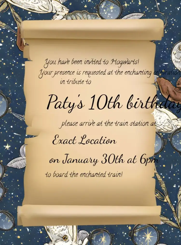 Harry Potter Hogwarts Express Letter invitation