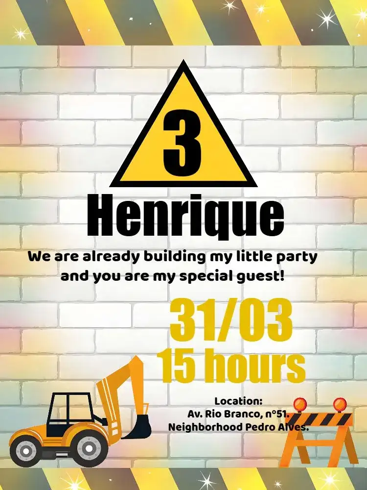 Invitation Building Renovation – Raffle Tea theme construction, industrial, modern, colorful, fun, themed