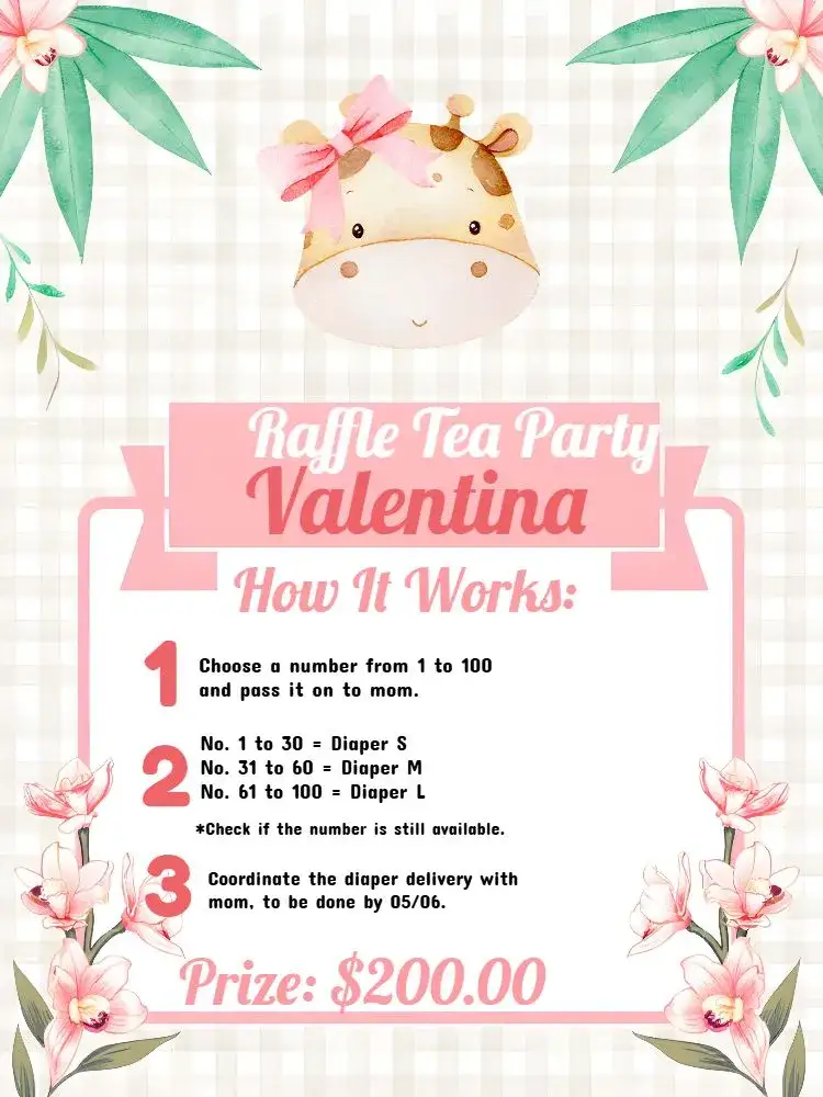 Invitation Black Giraffe Raffle Tea – Raffle Tea theme modern, safari, black and pink, fun, elegant