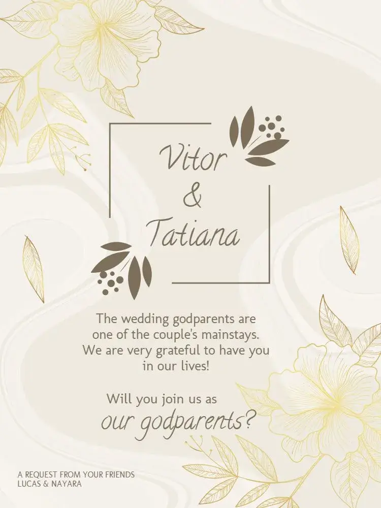 Invite For Light Golden Wedding Godparents editable and customizable