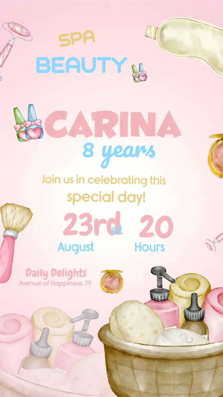 Invitation Beauty Spa Party – Most searched for theme pink, modern, fun, aesthetic, youthful, thematic