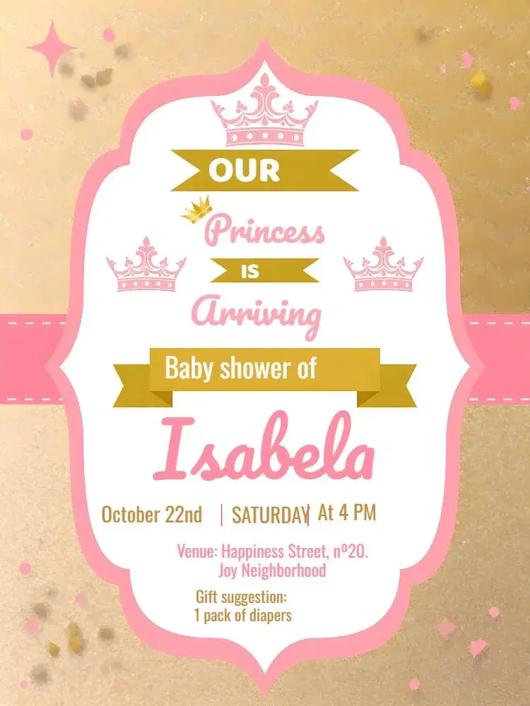 Royal Pink Diaper Tea Party invitation