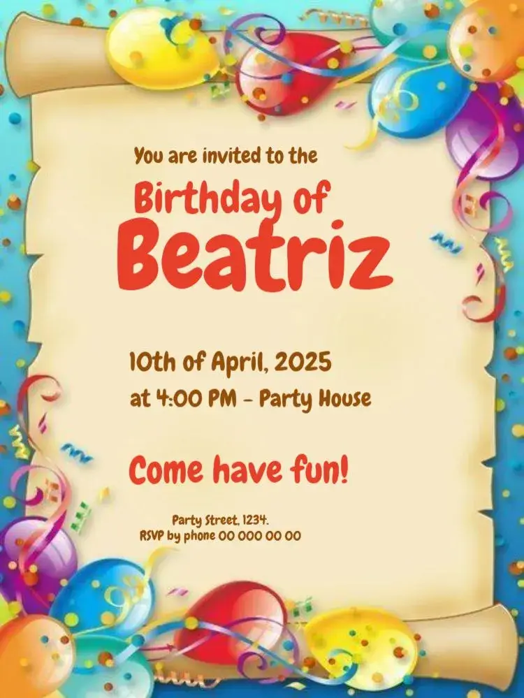 Papyrus Balloons For Kids Edit invitation