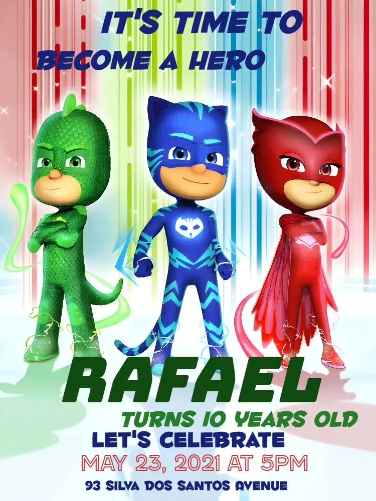 Invite Red Pj Masks editable and customizable
