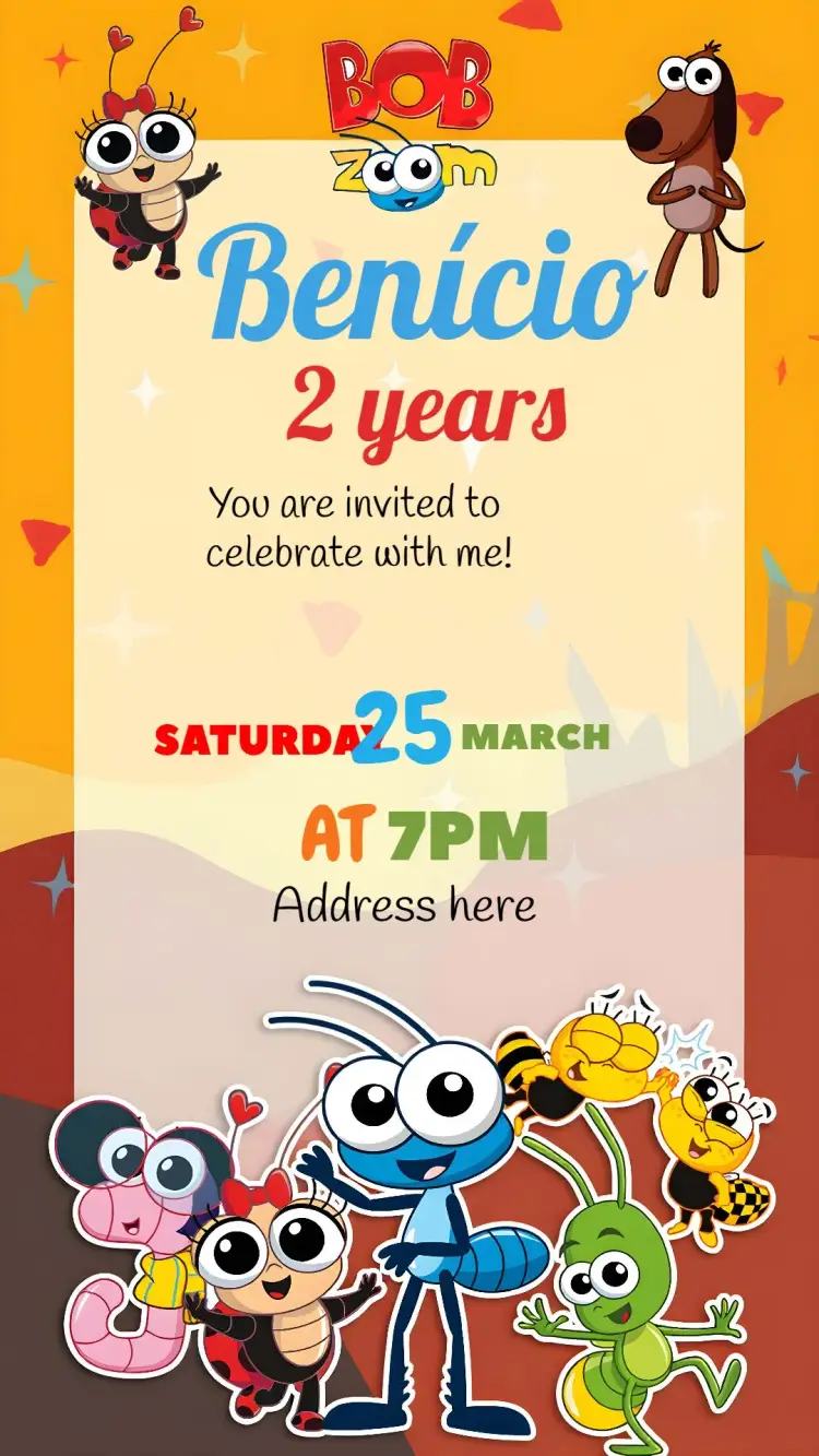 Bob Zoom Kids invitation