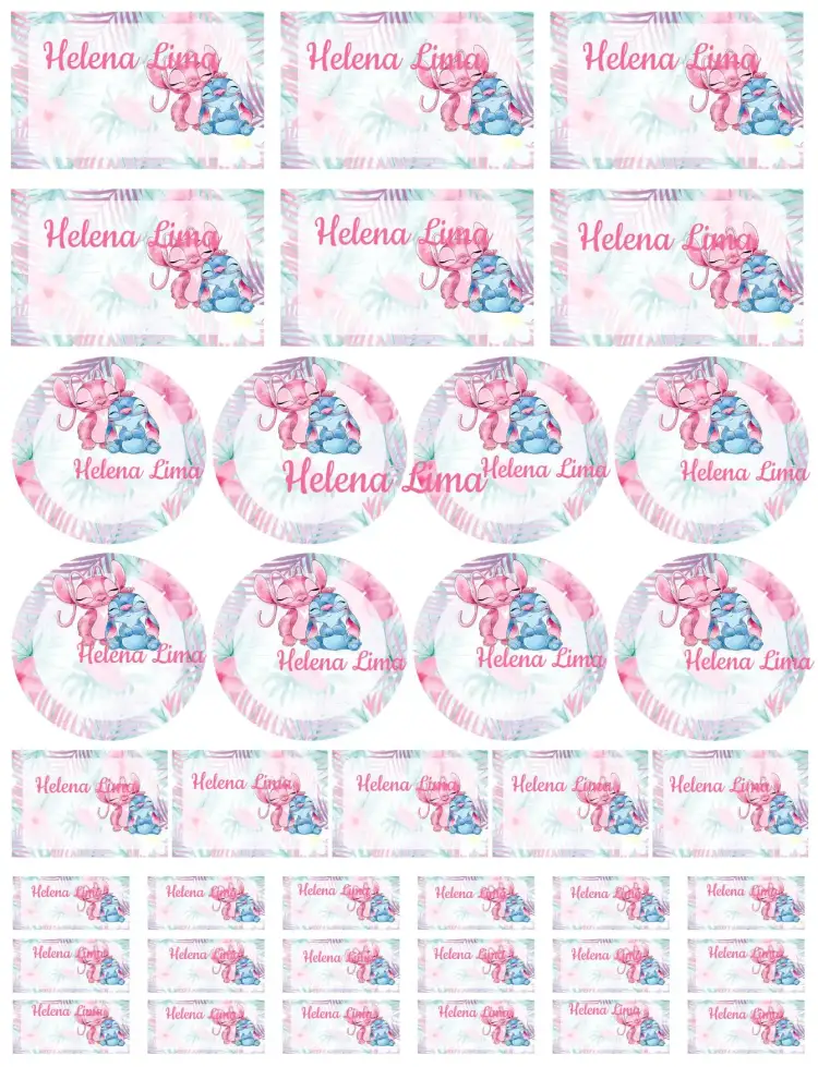 Invitation Angel and Stitch – Card theme colorful, fun, playful, childlike, character illustrations, modern style