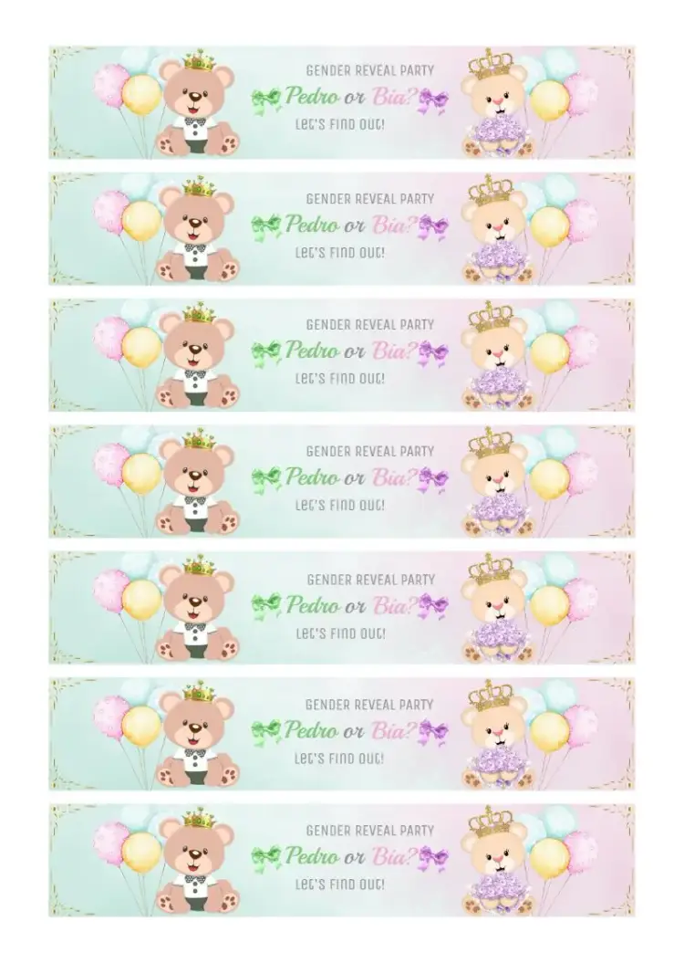 Label For 200ml Bottle Gender Reveal Tea Little Prince Little Princess invitation