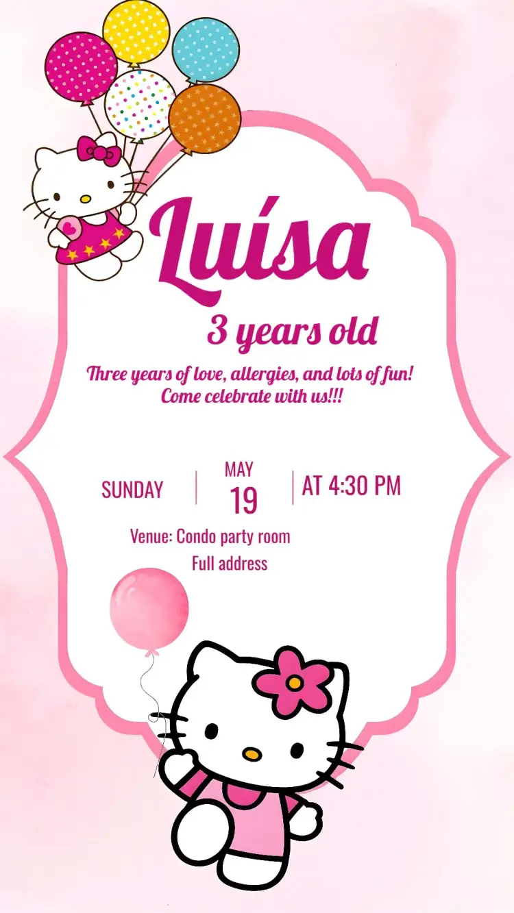 Hello Kitty Girl invitation