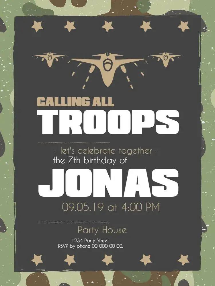 Children's Warplanes invitation