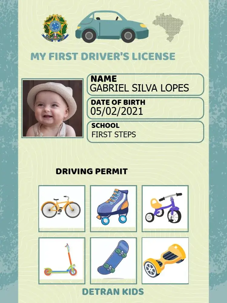 Invitation Child Driver's License With School Photo – Kids' Birthday Party theme colorful, playful, educational, modern, fun