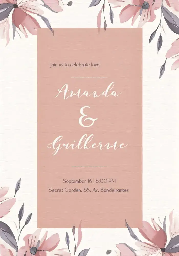 Pink Floral Wedding invitation