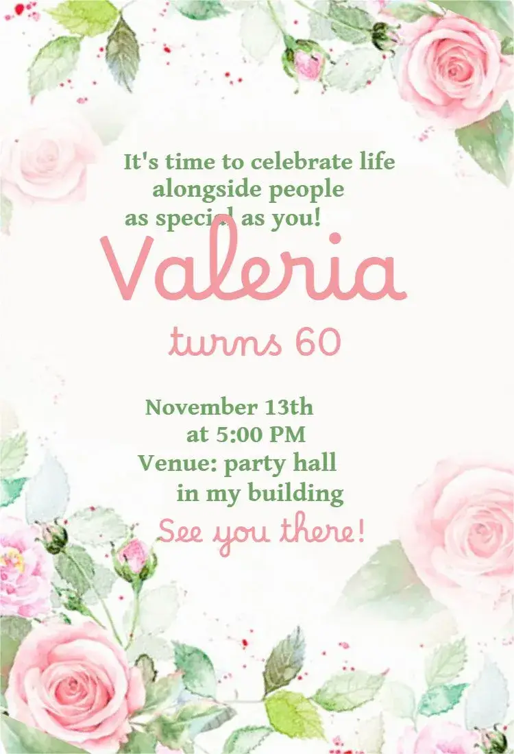 Floral Virtual Online 90 Years invitation