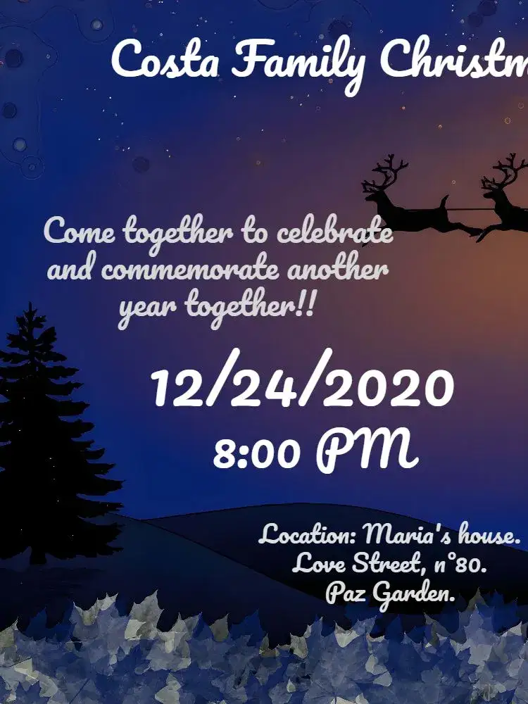 Invitation Family Christmas End – Commemorative Dates theme Christmas-themed, Contemporary, Sophisticated, Blue and white, Minimalistic, Festive