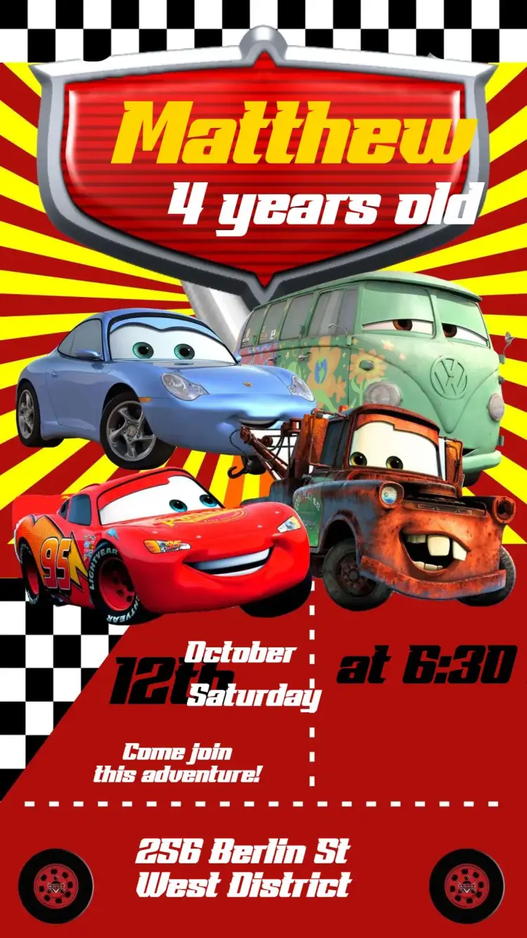 Disney Cars invitation