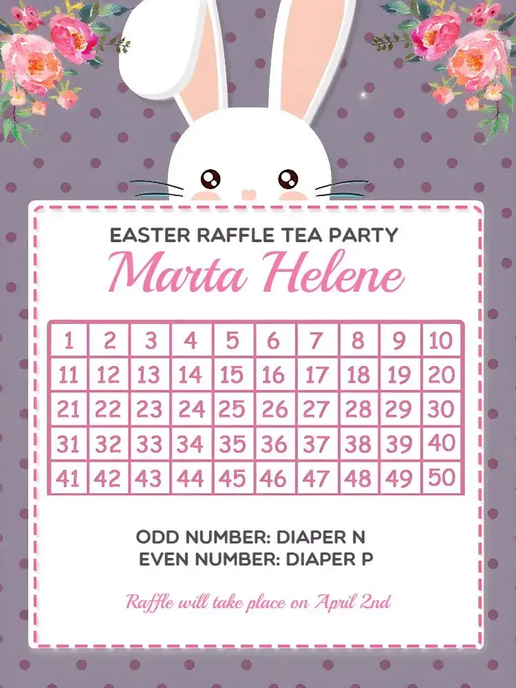 Invitation Easter Raffle Tea Party – Raffle Tea theme colorful, floral, playful, modern, childlike, minimalist