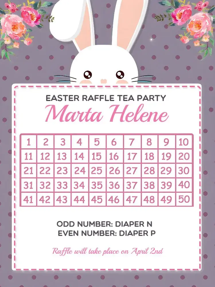 Easter Raffle Tea Party invitation