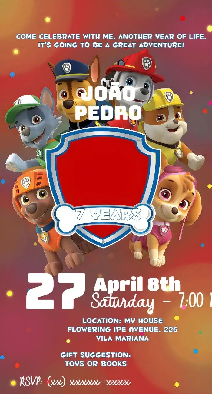Paw Patrol Kids invitation