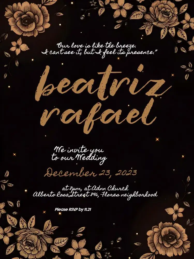 Invitation Modern Floral Wedding – Wedding theme floral, modern, elegant, minimalist, black and white, sophisticated