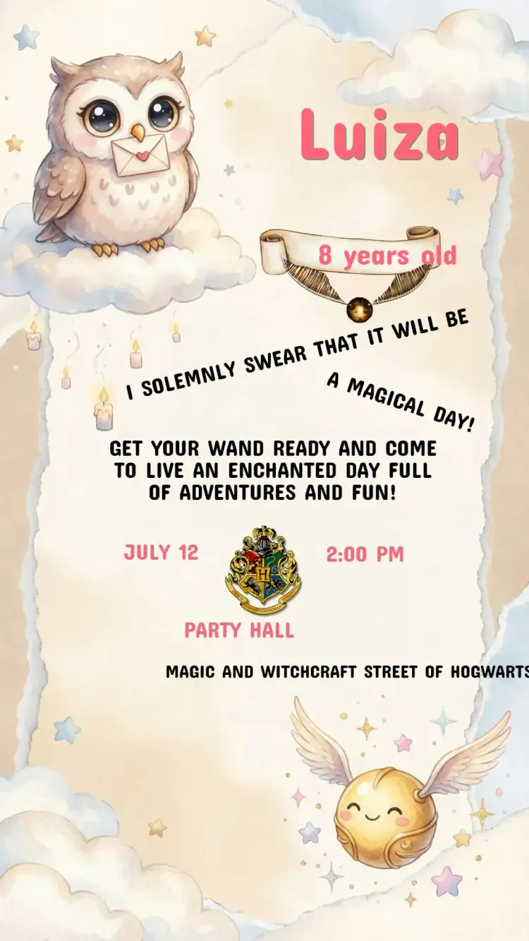 Harry Potter Kids Birthday Invitation
