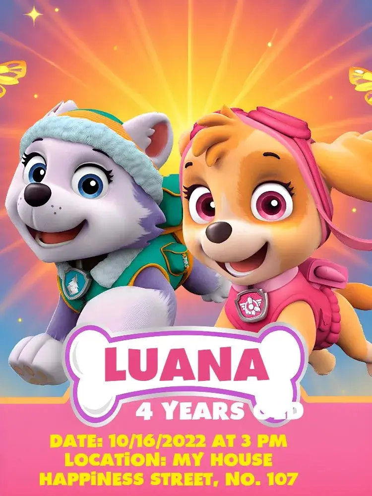 Golden Paw Patrol invitation