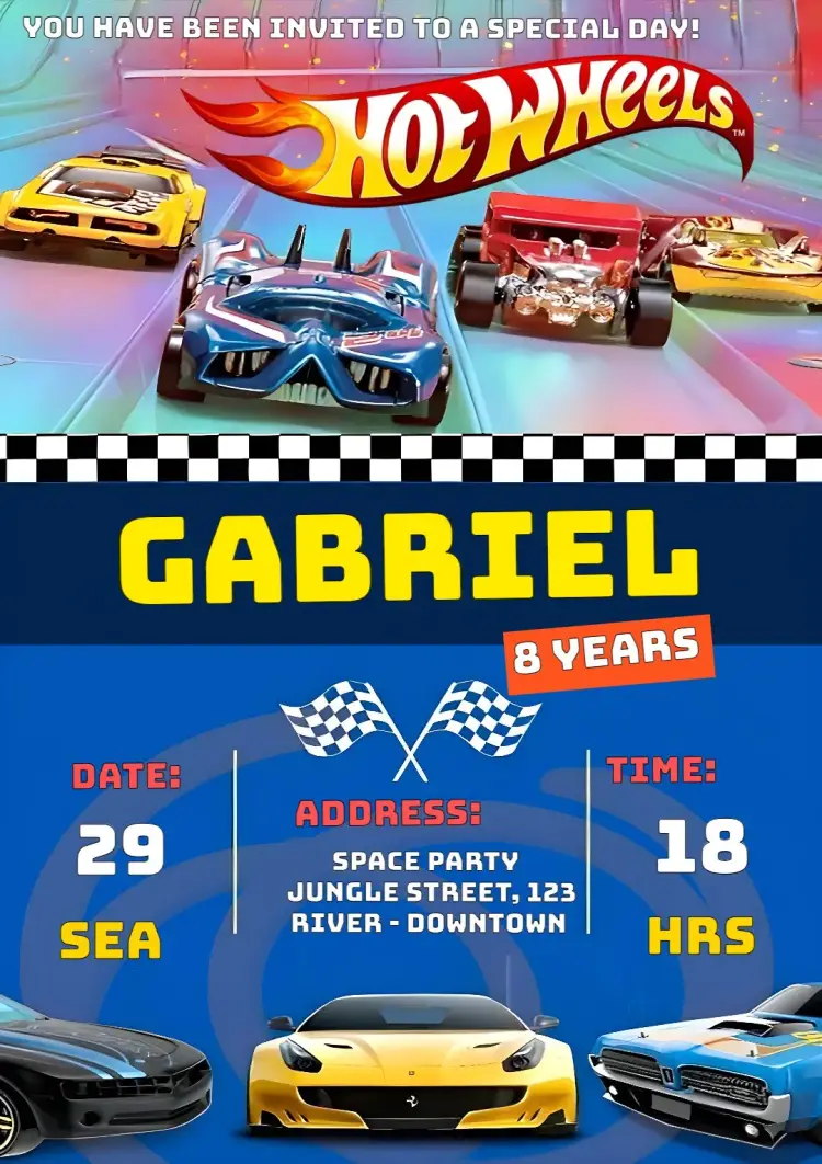 Hotwheels 1 invitation