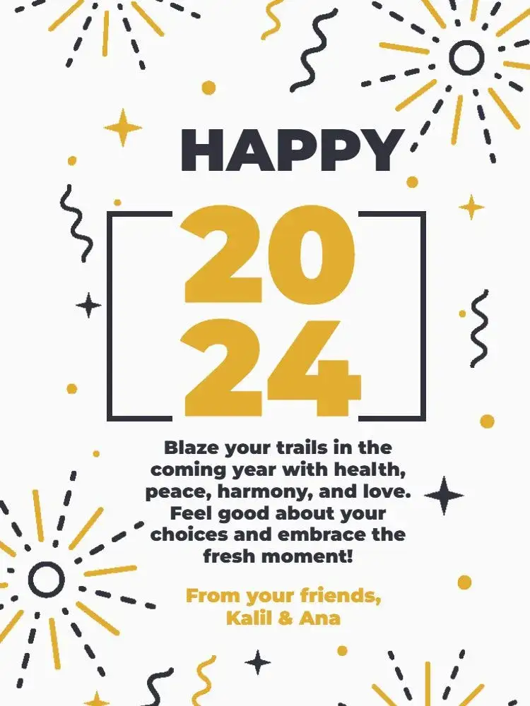 Invitation Clear New Year Friendship Card – Card theme clear, festive, minimalist, modern, white and yellow, cheerful