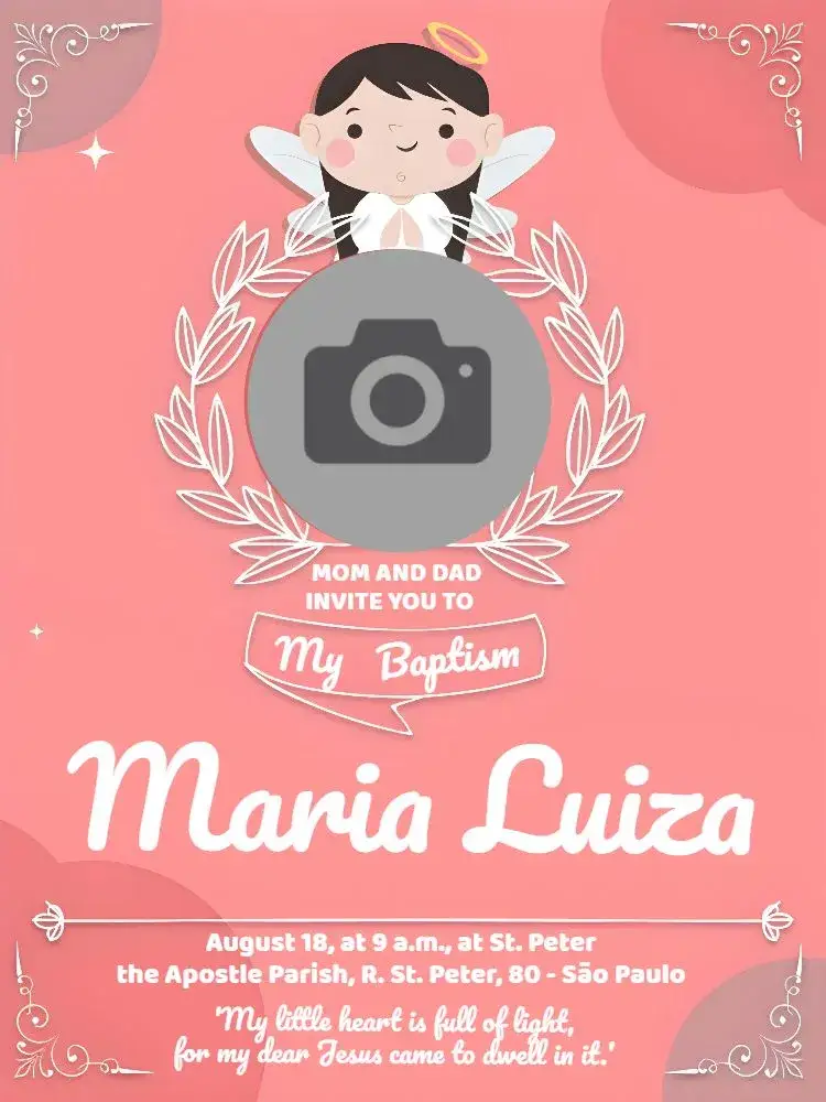 Invitation Baptism With Photo Baptism – Baptism theme soft pink, delicate, angels, minimalist, feminine, elegant