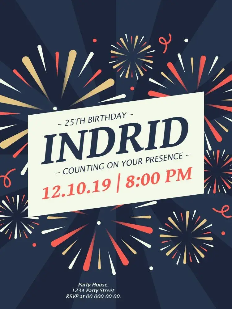 Invite Fireworks Celebration editable and customizable