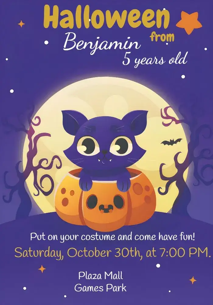 Invitation Halloween Costume Party – Commemorative Dates theme lilac, colorful, themed, fun-filled, fantasy, magical
