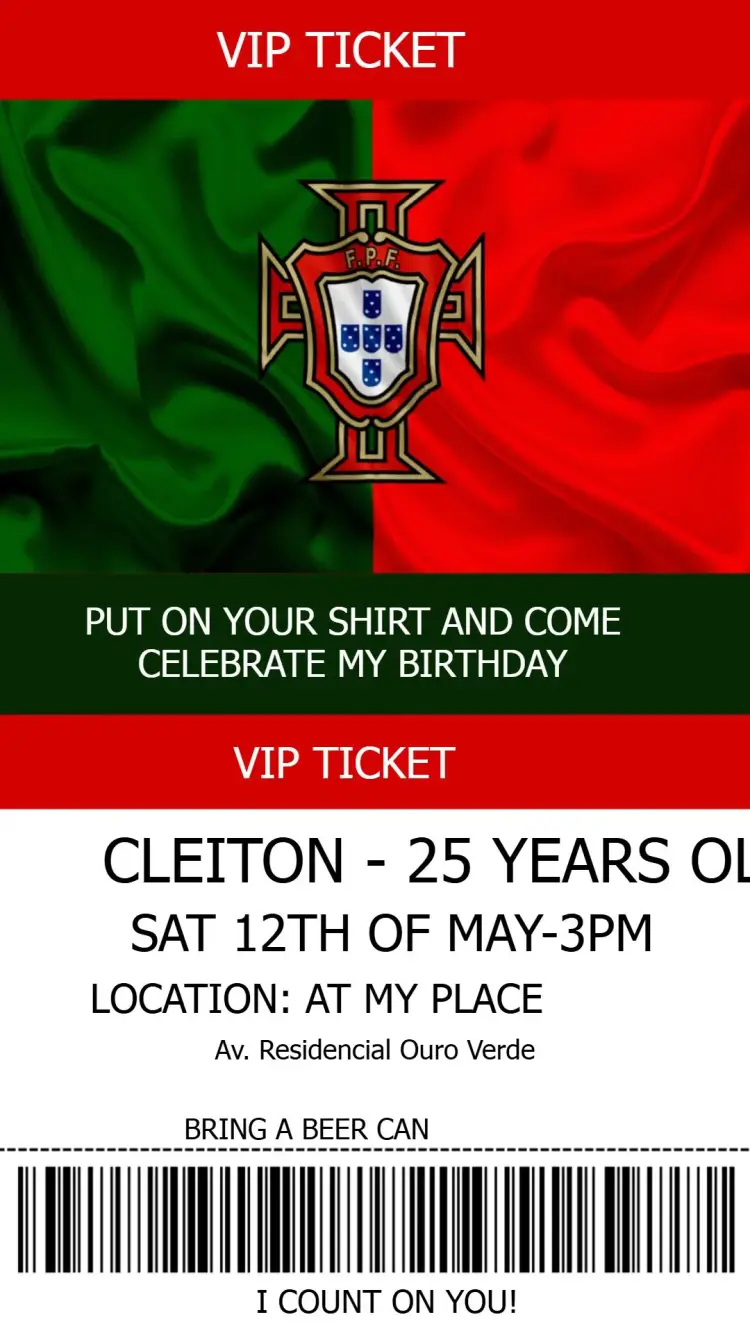 Portugal Soccer invitation