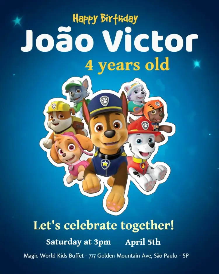 Paw Patrol invitation