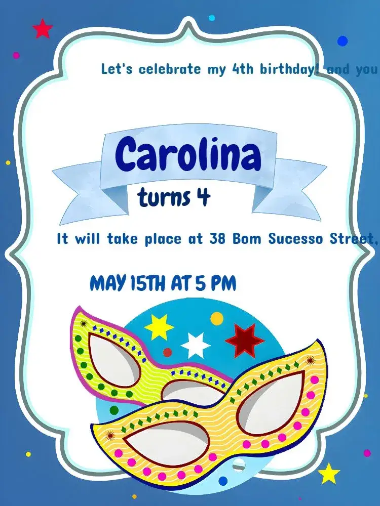 Invitation Fantasy Carnival – Commemorative Dates theme colorful, fantasy-themed, sparkle, fun-filled, tropical, vibrant