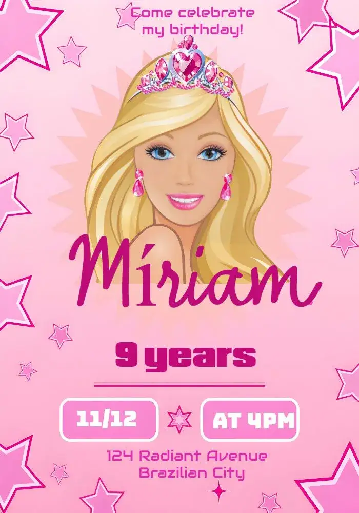 Invitation Barbie White – Most searched for theme pink, white, modern, fun, feminine
